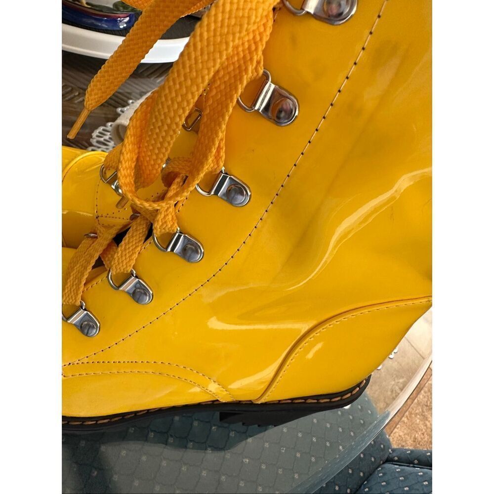 SunnyYellow Shiny Pleather Mid Calf Boot Size 9.5 - Picture 7 of 11